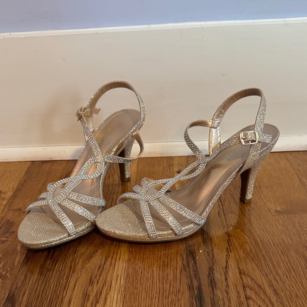 Shimmering Gold Strappy Heels
